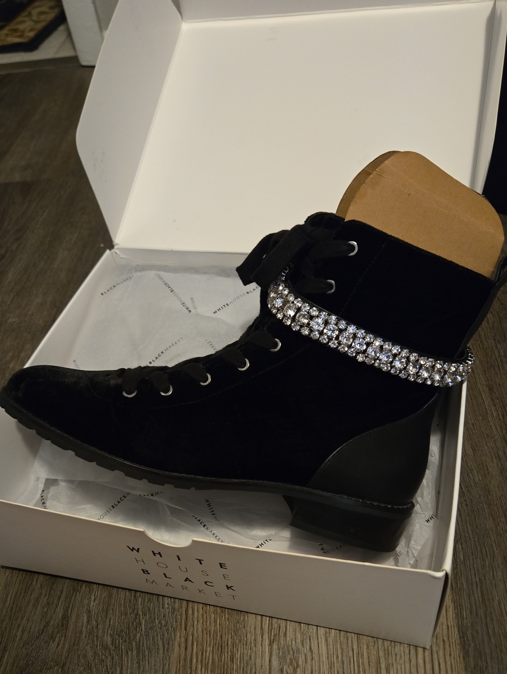 White House Black Market Black Velvet Ankle Boot - Girls